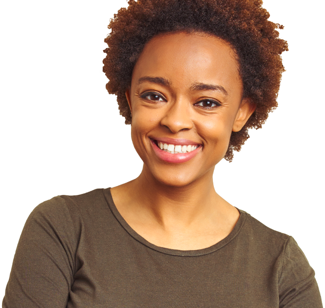 Woman with brown shirt
