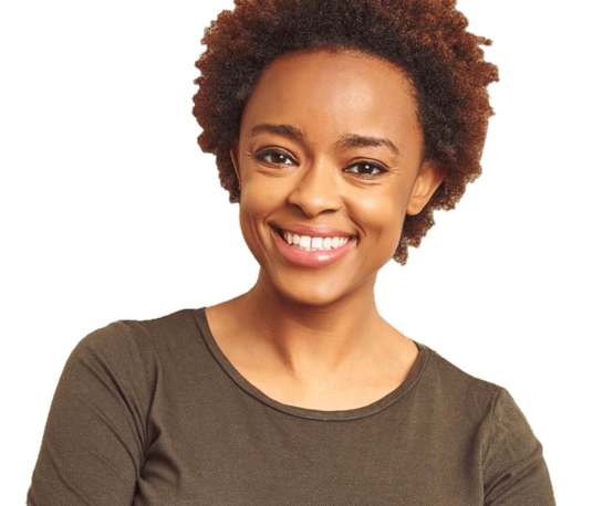 Woman with brown shirt